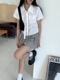 Oa Tie Set Pocket Collar Short Sleeve Shirt