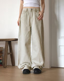 Dus Side Folding Pintuck Wide Cotton Pants