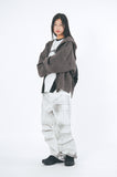 Mild sleeve wamer over knit hood zip-up