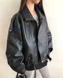 Noem Collar Overfit Leather Jacket