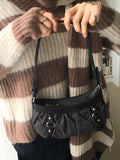 Shackle Y2K Denim Buckle Shirring Mini Shoulder Bag