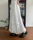 Mopen Nylon Banding Balloon Long Skirt