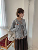 Meganne Check Frill Layered Long Sleeve Tee