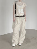 Floral Punching Lace Short Sleeve Tee