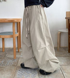 [unisex] Menday banding string parachute wide cotton pants