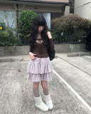 Sand Tiered Tweed Mini Skirt