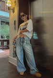 Ribat Pintuck Wide Denim Pants