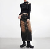 caro slit denim skirt