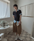 Stool side deep tuck chino pants