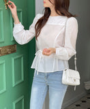 [Strap set] Glory Wrinkle Round Blouse