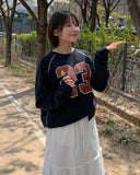 Catst Number Printing Crop Sweatshirt