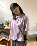 Tihaku round short sleeve collar shirt