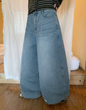 Hemin Light Blue Balloon Wide Denim Pants