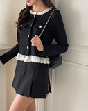 Gelpiece Frill Tweed Jacket Cardigan