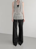 Desert Cowl Neck Hooded Drape Top