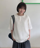 [unisex] Gopheo Linen Net Collar Short Sleeve Knit