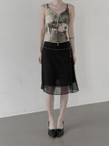 Sheer Chiffon Layered Midi Skirt