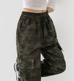 Dancer Like Camo Two-Way Military Jogger Wide Pants