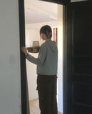 Peo Dot Color Matching Shirring Hood T-Shirt