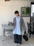 Rotem Hairy Mix Color Knit Cardigan