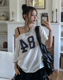 84 Numbering Off-Shoulder Loose Fit Short Sleeve