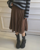 Binp Lace Corduroy Cut Midi Skirt