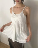 Prim chiffon layered ribbon shirring sleeveless