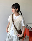 Ririna Ribbon Layered Punching Knit Vest