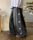 Hatori Washing Heart Balloon Wide Denim Pants