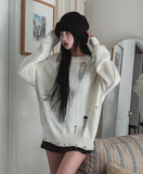 Cloth Damage Loose Fit Knit