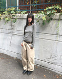 Two-fit Stripe Unbalanced Strap Long Sleeve T-Shirt
