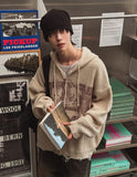 Atonic Lettering Hooded Zip-Up Knit