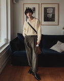 Story peach cotton two tuck pants