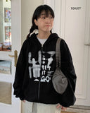 Mitsuna two-way printing hood zip-up