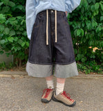 [unisex] Hudi Roll-up Raw Denim Bermuda Pants