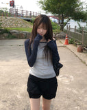 Ray Two-Tone See-Through Raglan Long Sleeve