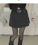 Wool Side Slit Skirt Pants