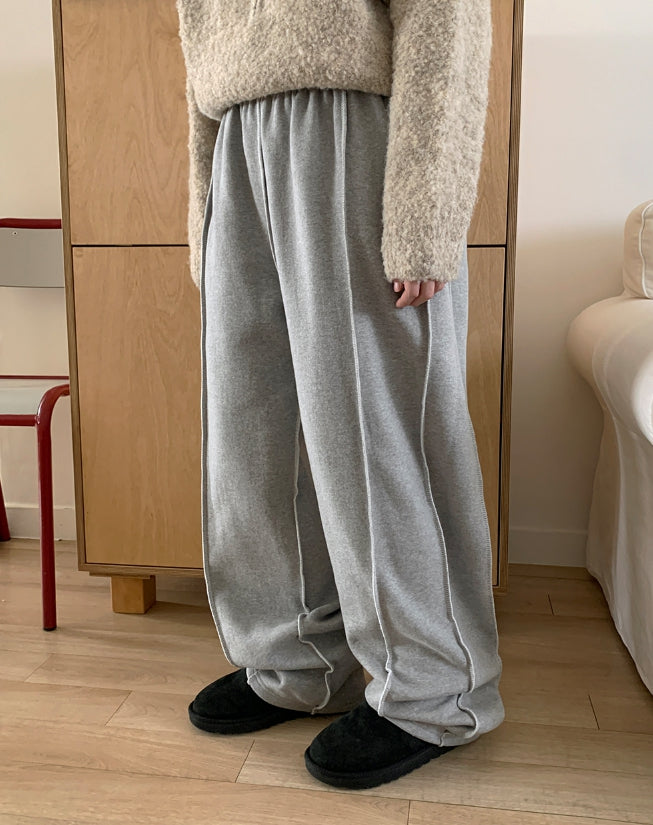 【BAON】[unisex] banding stitch line brushed training pants BAON (バオン) - [男女兼用]ポリモバンディングステッチライン裏