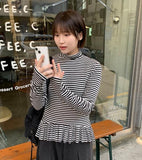 Landa stripe frill neck polar tee