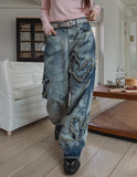 Heart Patch Washing Denim Pants