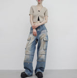 Cozia Cropped Knitwear Short-sleeved Cardigan