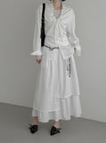 Celine Layered Unbalanced Long Skirt