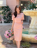 Evian Square Short Sleeve Tweed Two-Piece One Piece