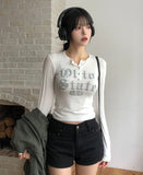 State Crack Lettering Button Long Sleeve
