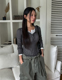 Noi See-Through RIb Slim Long Sleeve