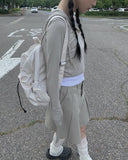 Niche Shirring Crop Hood Long Sleeve T-shirt