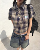 Wickle Amekazi Vintage Checkered Short-Sleeved Shirt