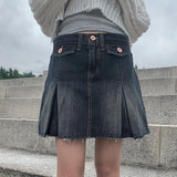 Koku denim pocket pleated skirt