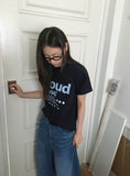 Baru Dot Lettering Semi-Crop Short Sleeve Tee