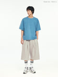 Wide Balloon Pintuck Sweat Bermuda Pants